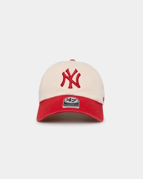 47 Brand New York Yankees Two-Tone Clean Up Strapback Natural/Red