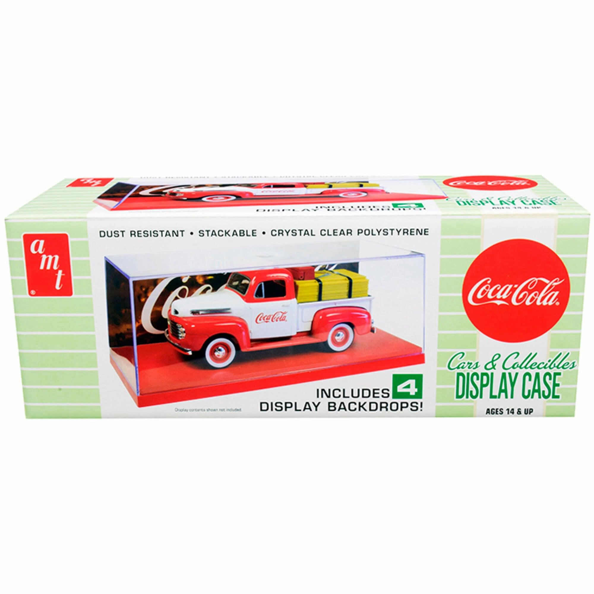 AMT Collectible Display Show Case with Red Display Base - 4 Coca-Cola Backdrops