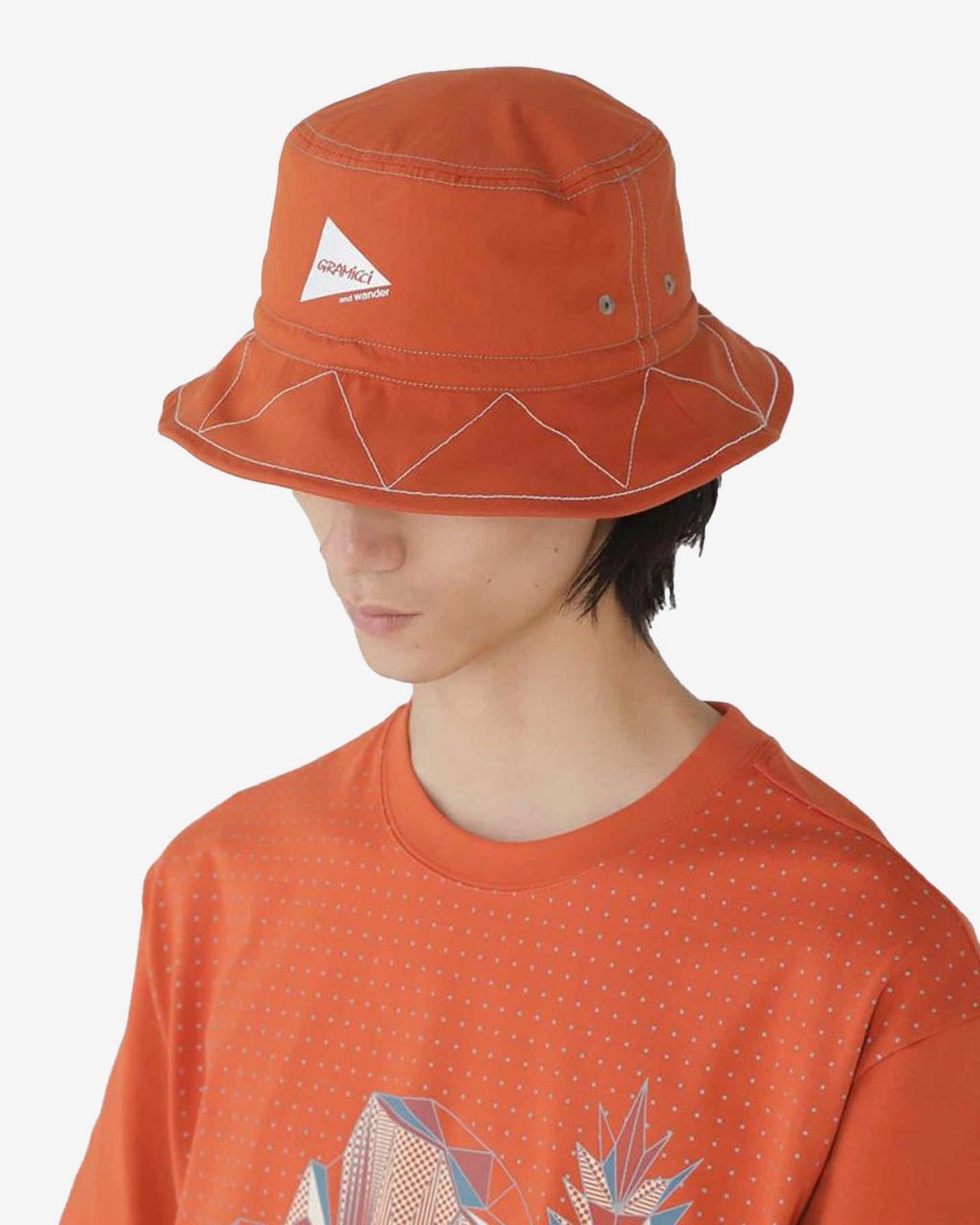 and wander x Gramicci Zigzag Stitch Hat Red
