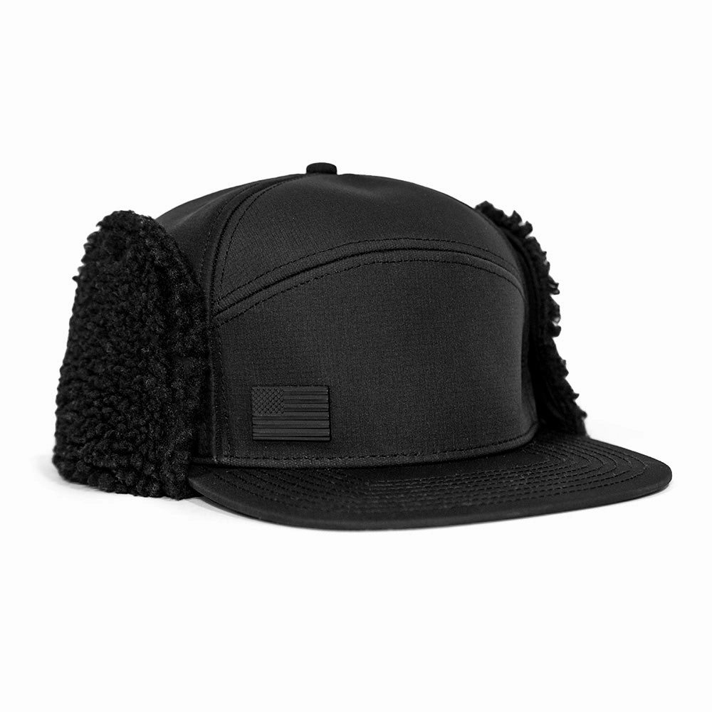 Billed Trapper Hat | Blackout American Flag