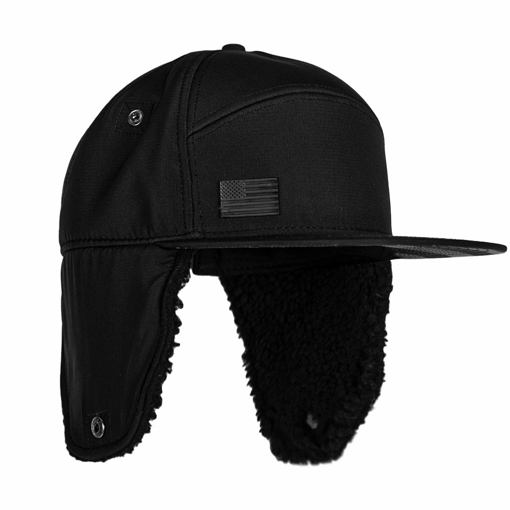 Billed Trapper Hat | Blackout American Flag