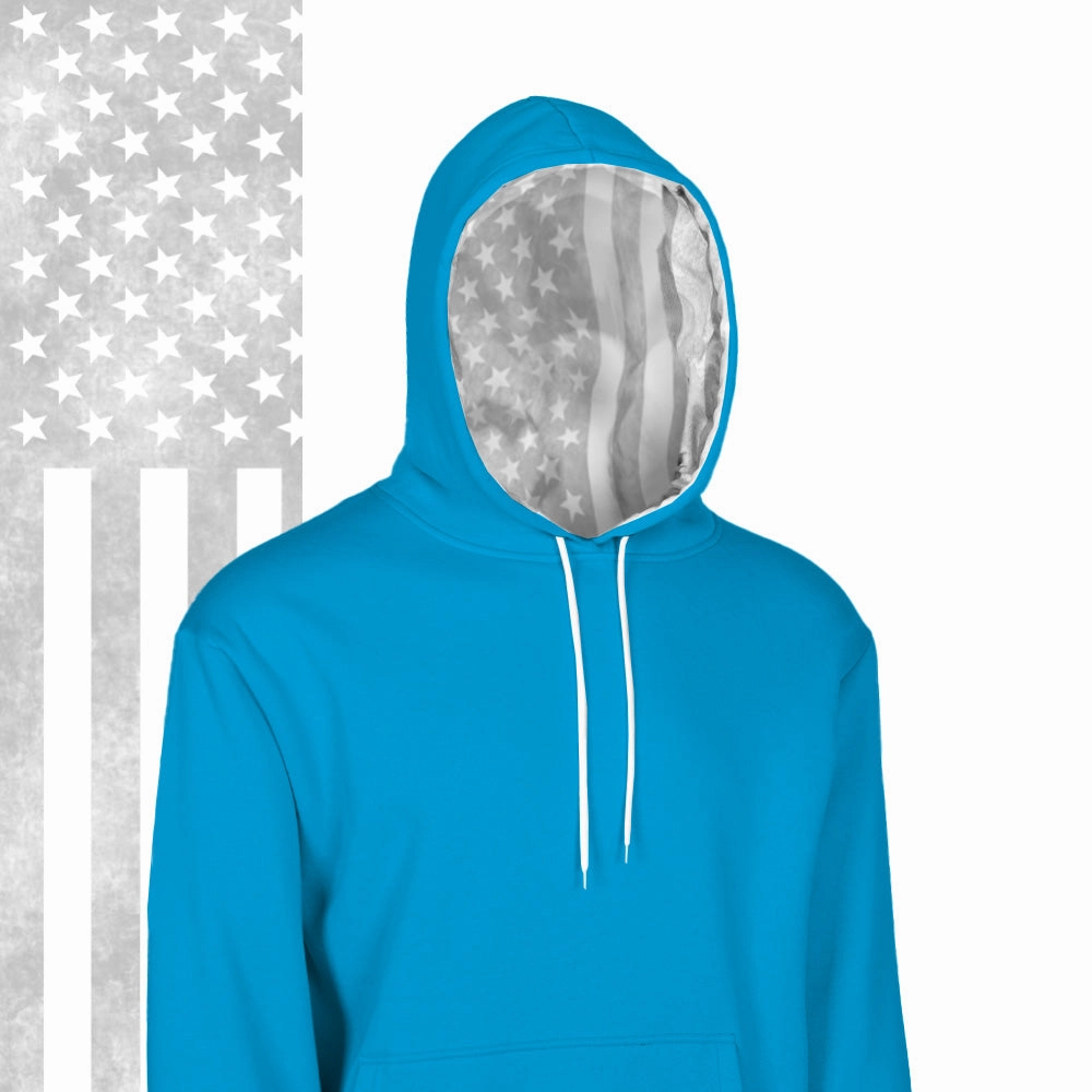 Classic Lined Hoodie | Ghost American Flag | Aqua