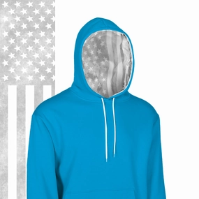 Classic Lined Hoodie | Ghost American Flag | Aqua