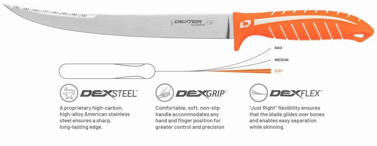 Dexter Dextreme 10" Dual Edge Stiff Fillet Knife with Sheath