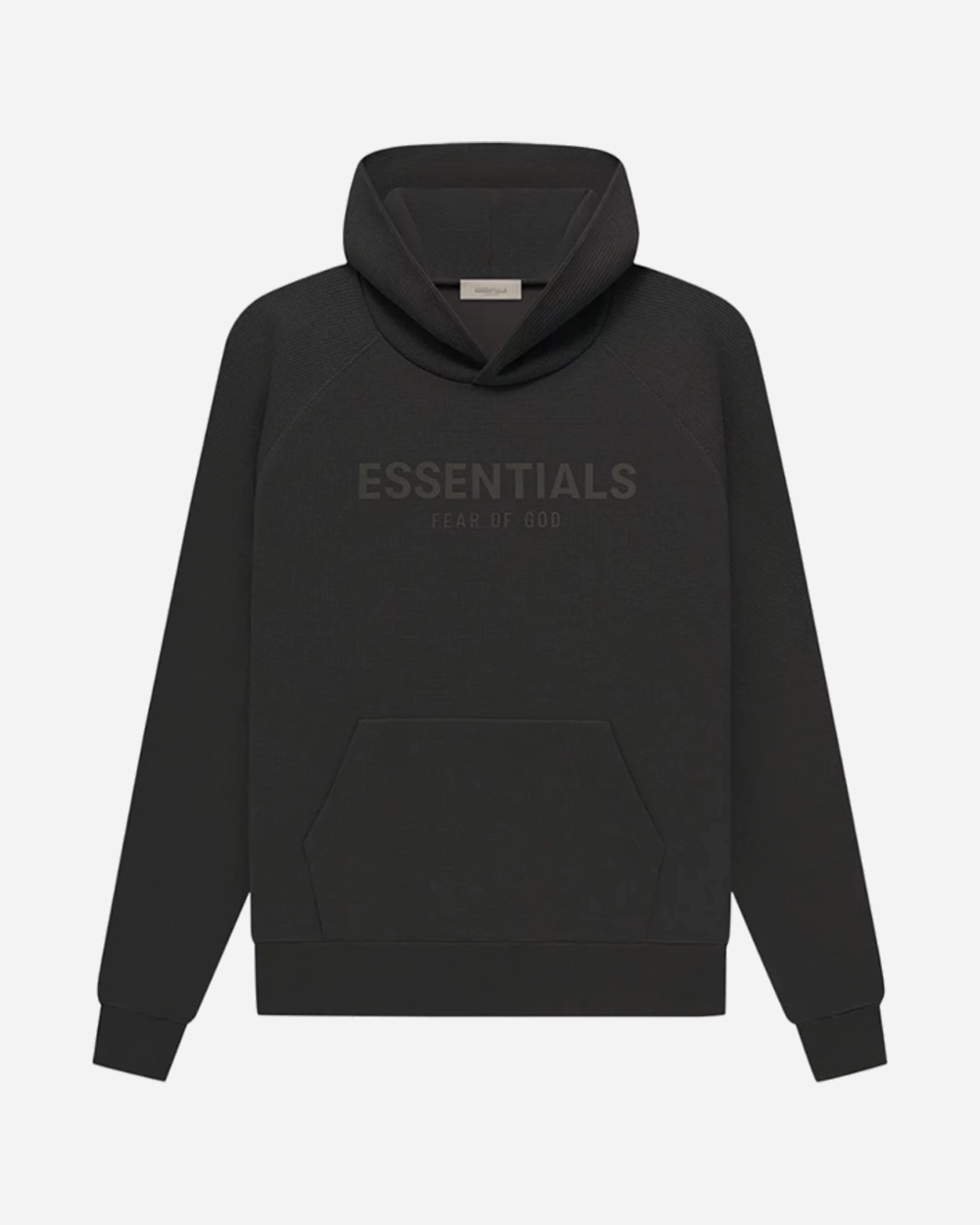 FOG ESSENTIALS SS23 SILICON OFF BLACK WAFFLE KNIT HOODIE