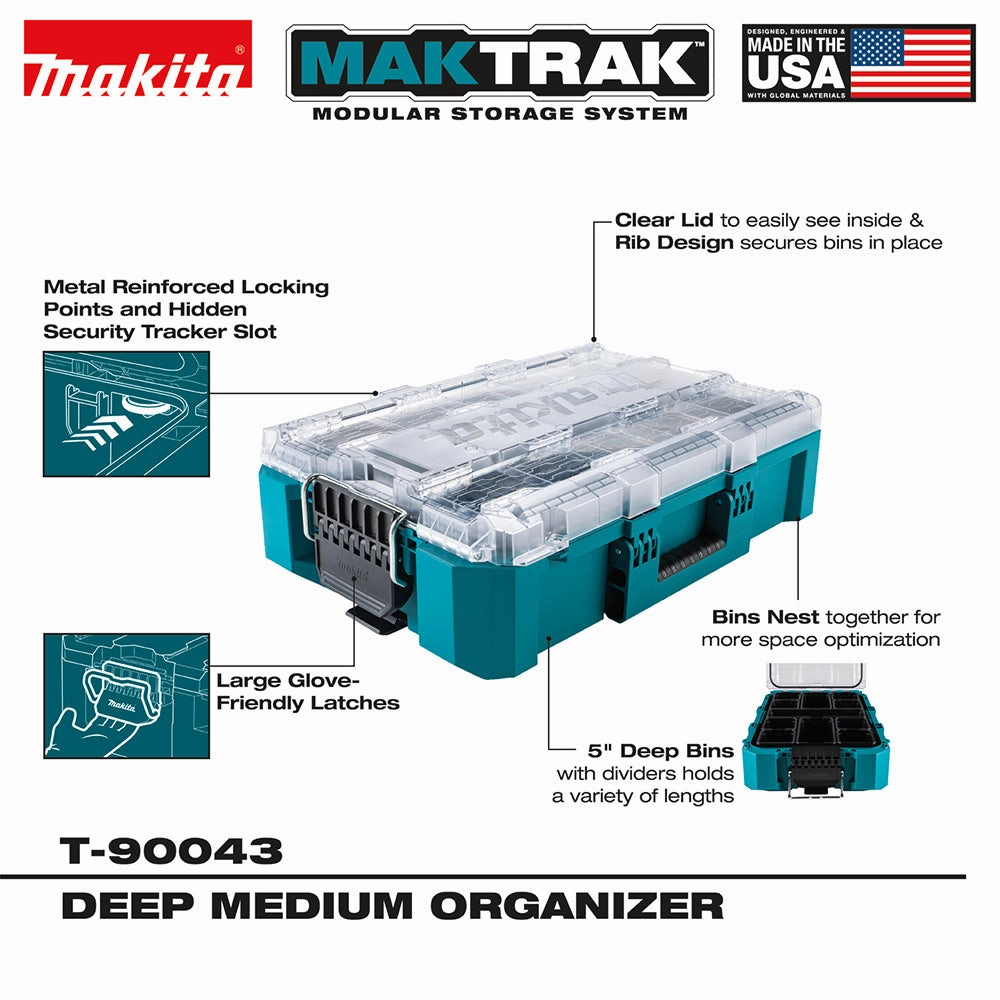 Makita MakTrak Organizer Bundle w/ Efficient Medium Tool Organizers - 3 PK