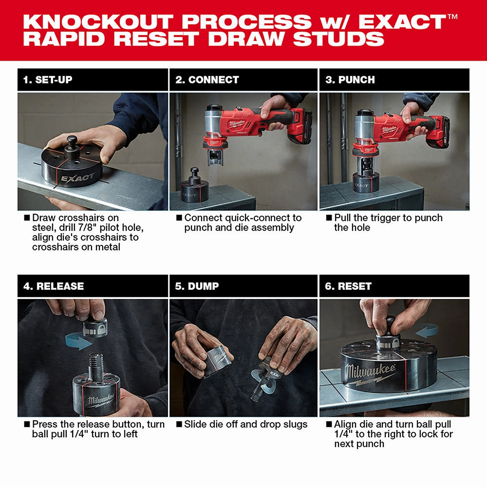 Milwaukee 2677-21 M18 18V FORCE LOGIC 6T Knockout Tool Kit w/ 1/2" - 4" Capacity