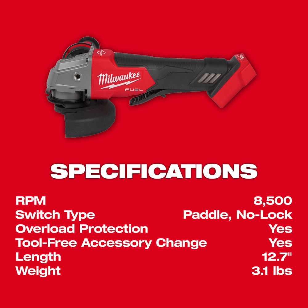 Milwaukee 2880-20ID M18 FUEL 18V 4-1/2"/5" Paddle Switch Grinder w/Impact Driver