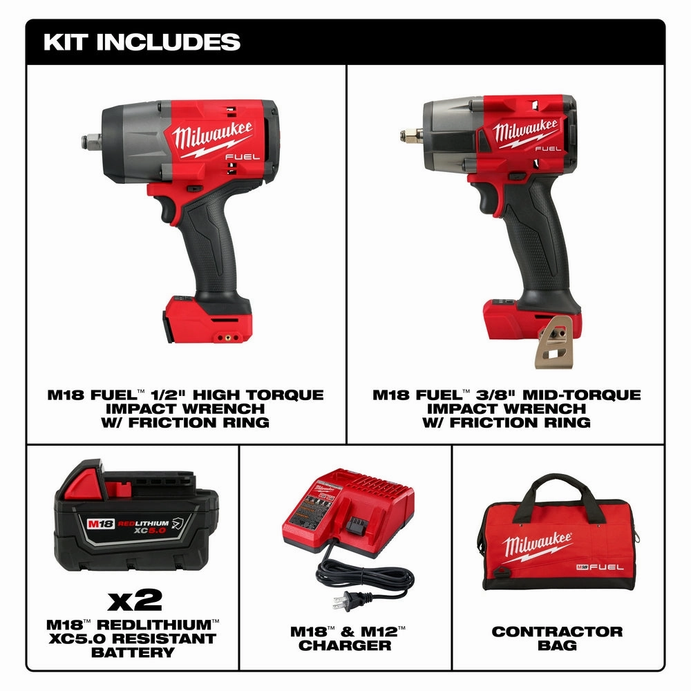 Milwaukee 3010-22 - M18 FUEL™ 1/2" HTIW & 3/8" MTIW Automotive Combo Kit