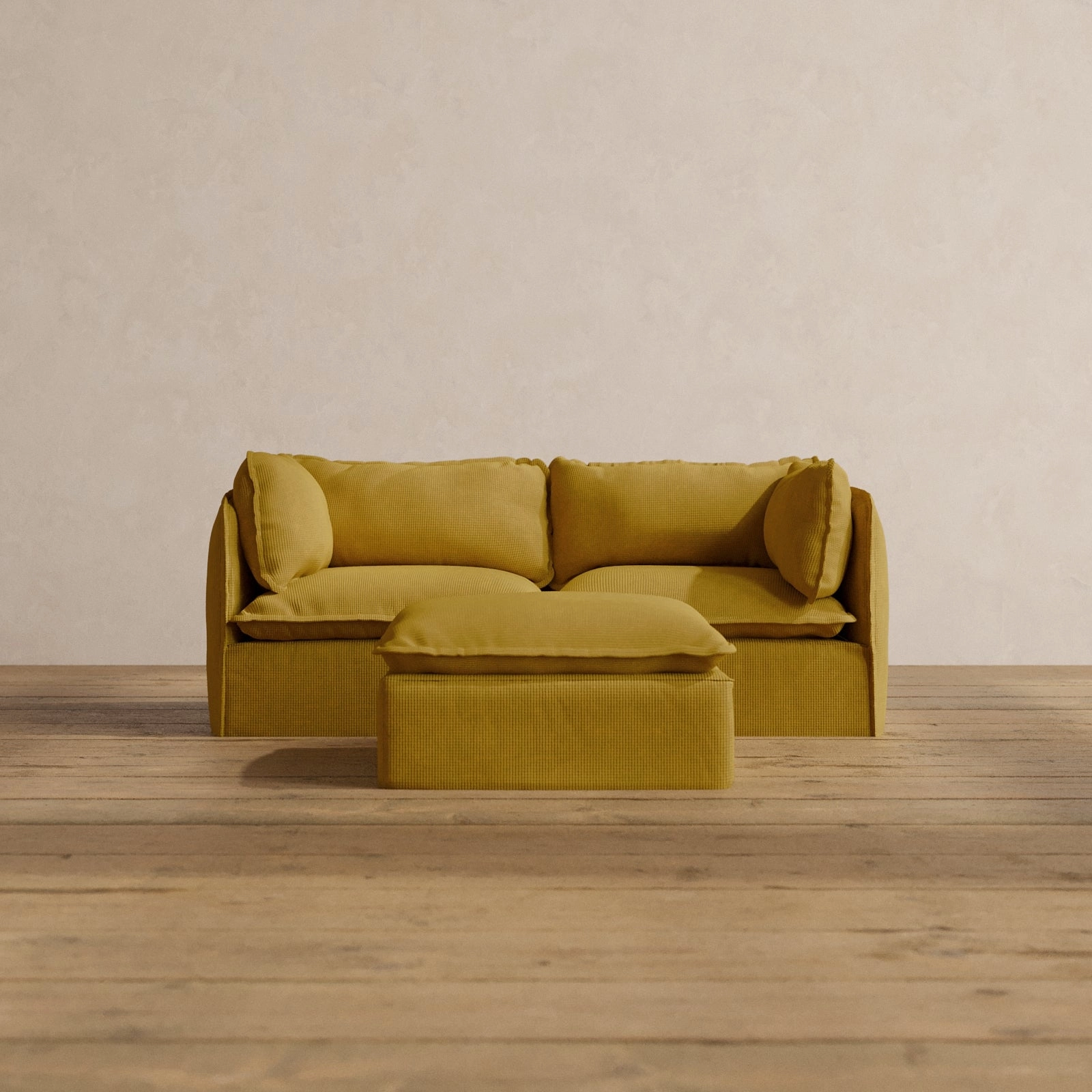 Modular Washable 2-Seater   Ottoman in Kiiro | Memorix  Seat | Contour Pillow