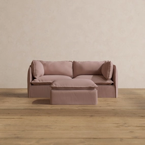 Modular Washable 2-Seater   Ottoman in Sakura | Deluxe  Seat | Cloud Pillow