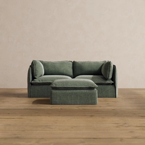 Modular Washable 2-Seater   Ottoman in Willow | Memorix  Seat | Contour Pillow