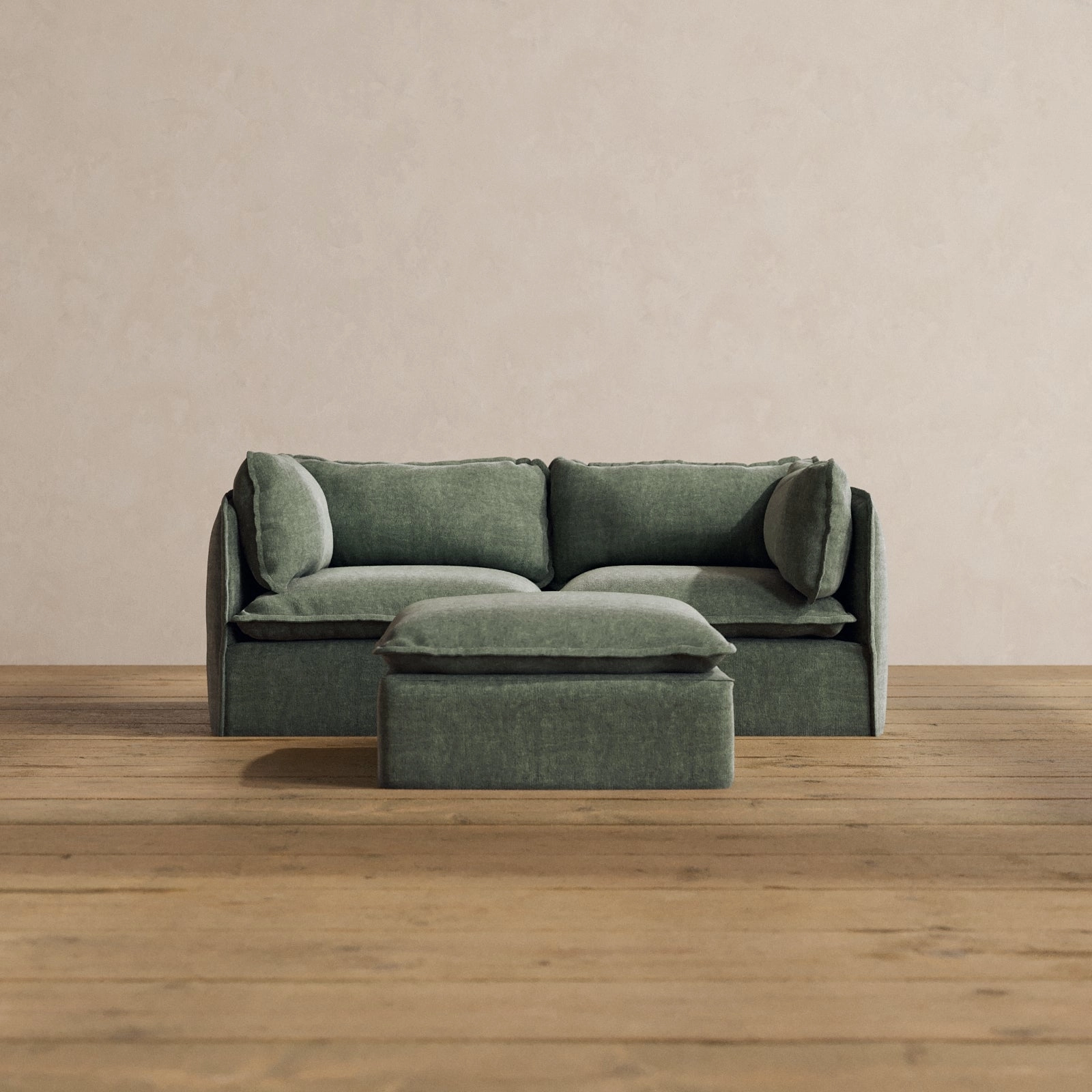 Modular Washable 2-Seater   Ottoman in Willow | Memorix  Seat | Contour Pillow
