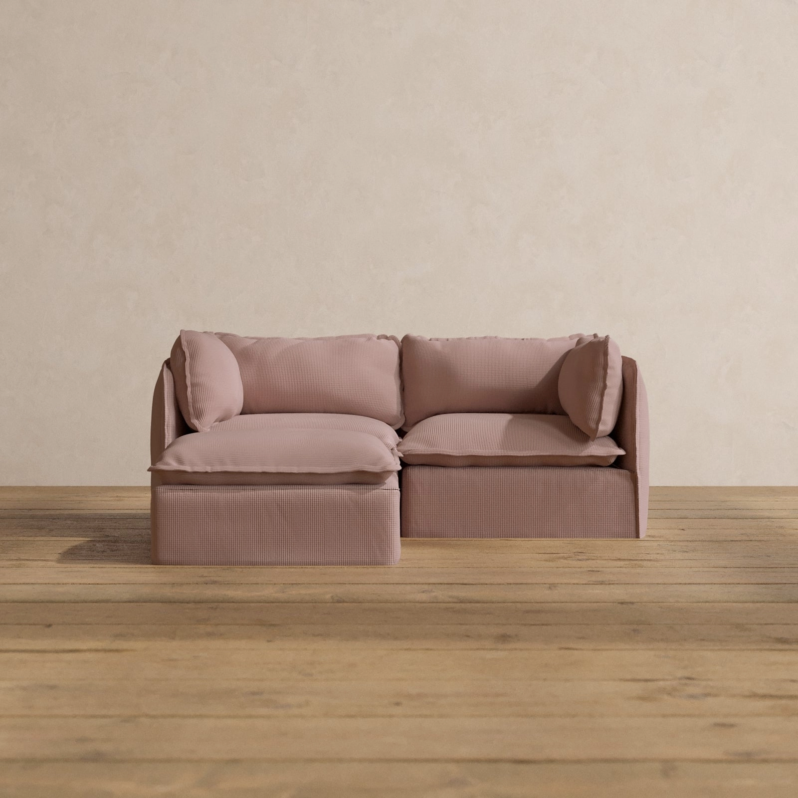 Modular Washable 2-Seater Sectional in Sakura | Deluxe  Seat | Cloud Pillow