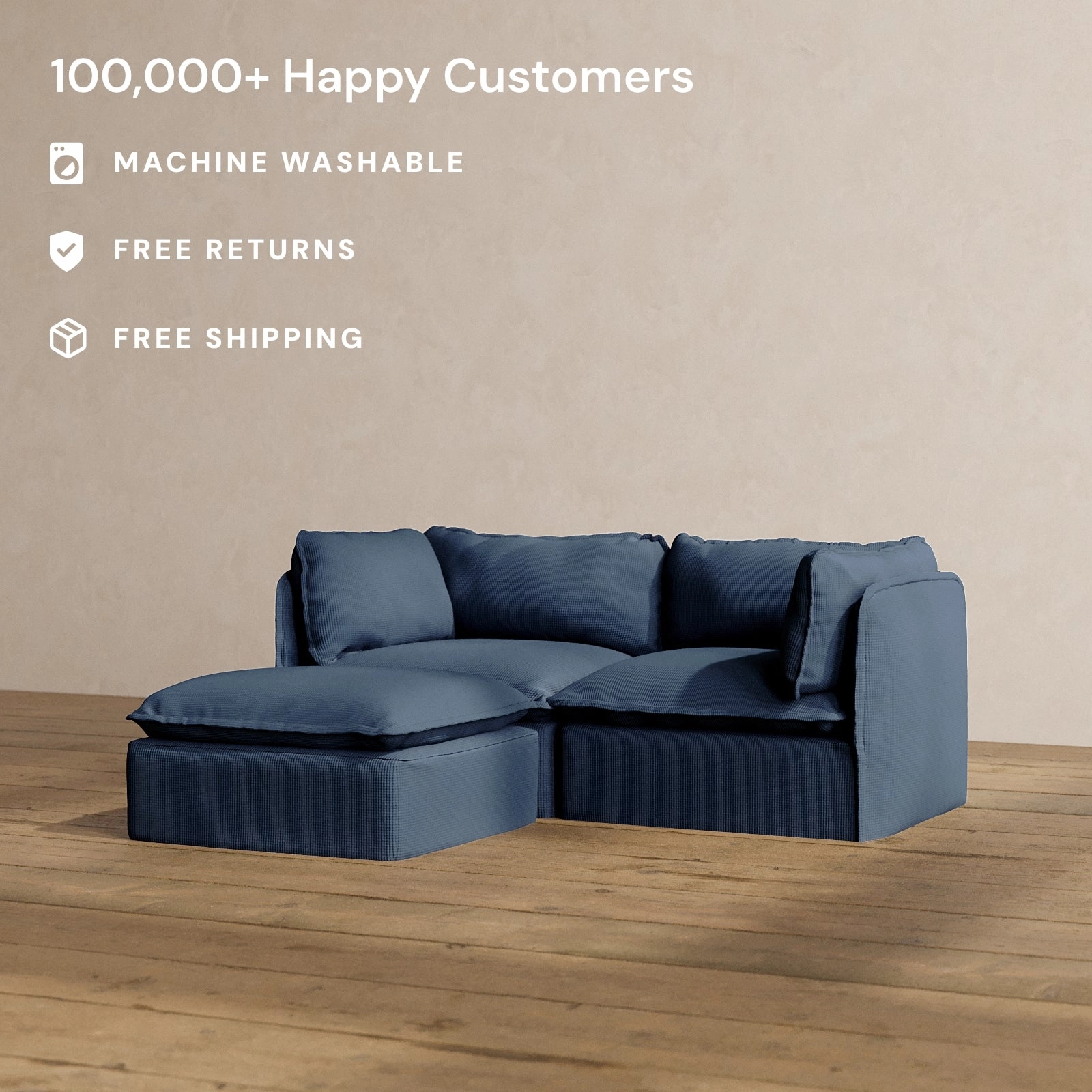 Modular Washable 2-Seater Sectional in Sumi | Memorix  Seat | Contour Pillow