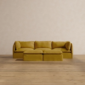 Modular Washable 3-Seater   Bench Ottoman in Kiiro | Memorix  Seat | Contour Pillow