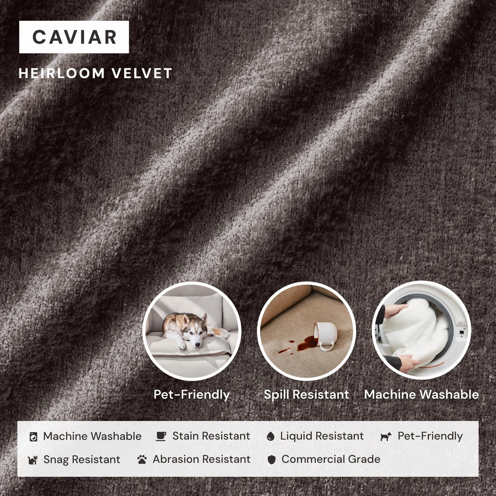 Modular Washable 3-Seater   Ottoman in Caviar | Memorix  Seat | Contour Pillow