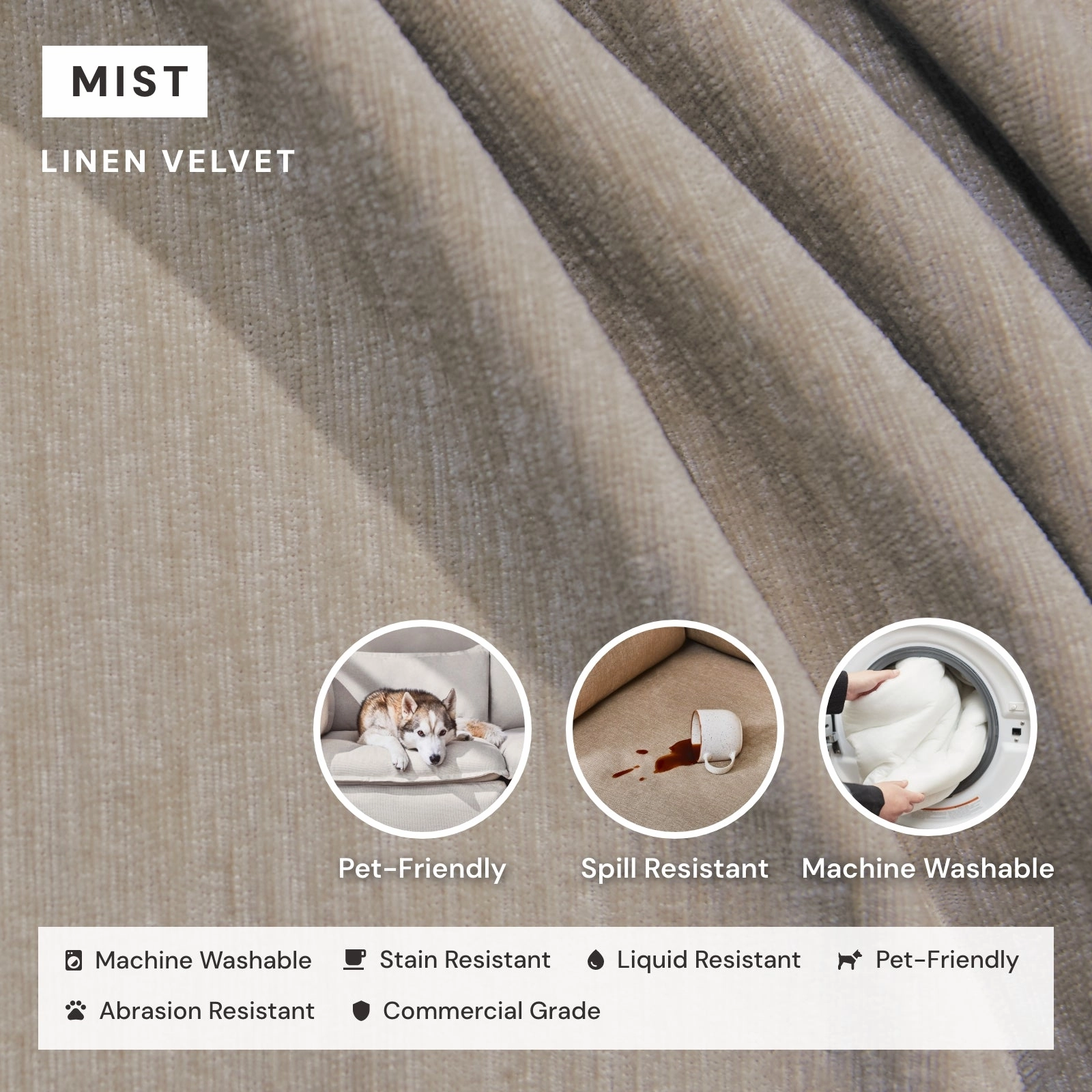 Modular Washable 3-Seater   Ottoman in Mist | Memorix  Seat | Contour Pillow