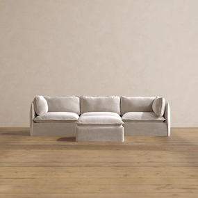 Modular Washable 3-Seater   Ottoman in Mist | Memorix  Seat | Contour Pillow