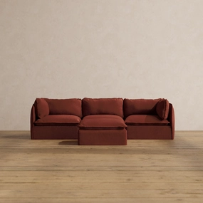 Modular Washable 3-Seater   Ottoman in Rust | Memorix  Seat | Contour Pillow