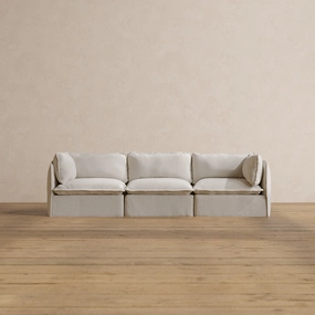 Modular Washable 3-Seater in Powder | Deluxe  Seat | Cloud Pillow