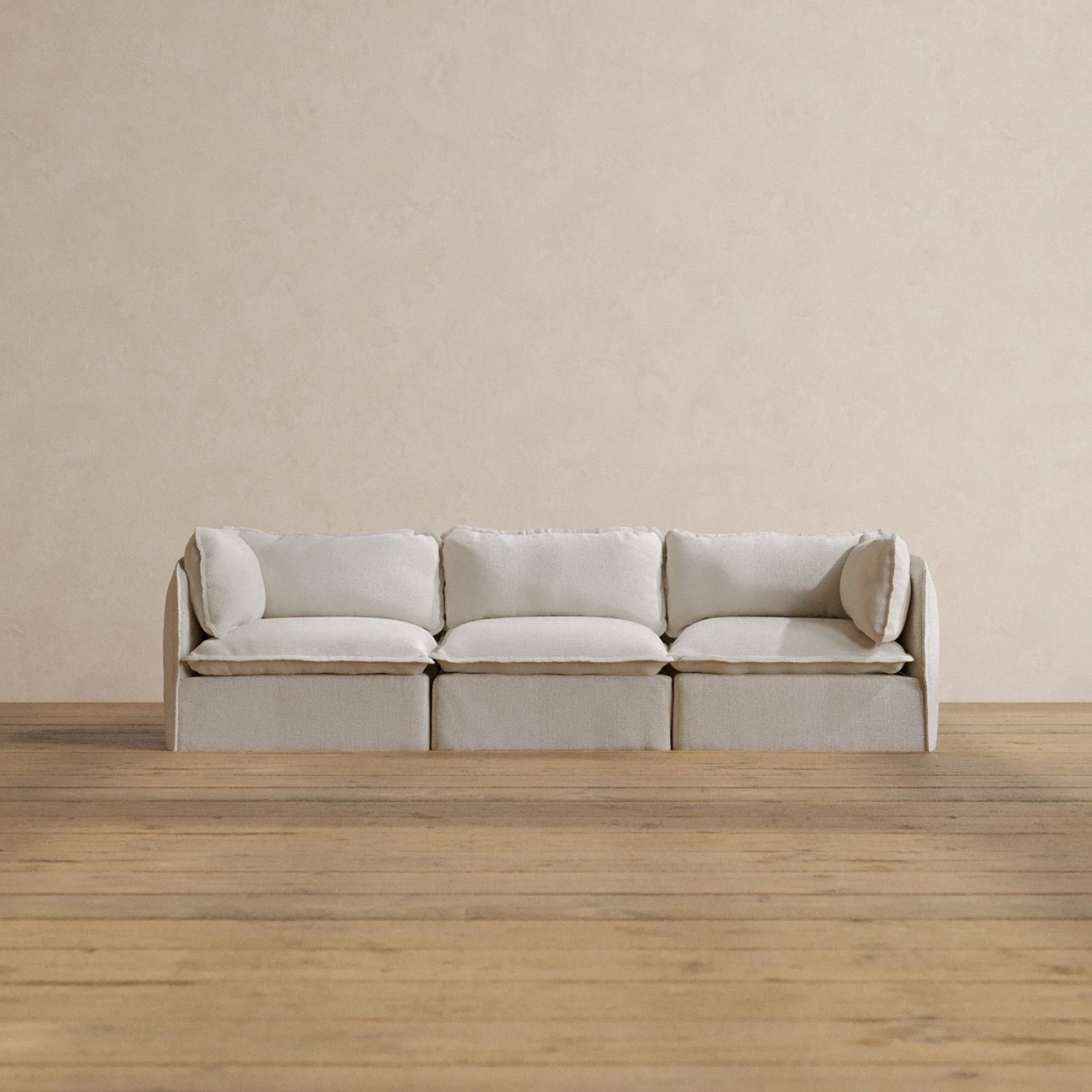 Modular Washable 3-Seater in Powder | Deluxe  Seat | Cloud Pillow