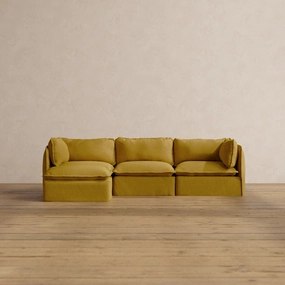 Modular Washable 3-Seater Sectional in Kiiro | Deluxe  Seat | Cloud Pillow
