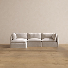Modular Washable 3-Seater Sectional in Mist | Deluxe  Seat | Cloud Pillow