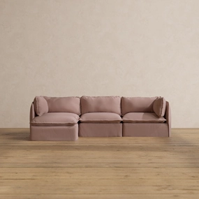 Modular Washable 3-Seater Sectional in Sakura | Deluxe  Seat | Cloud Pillow