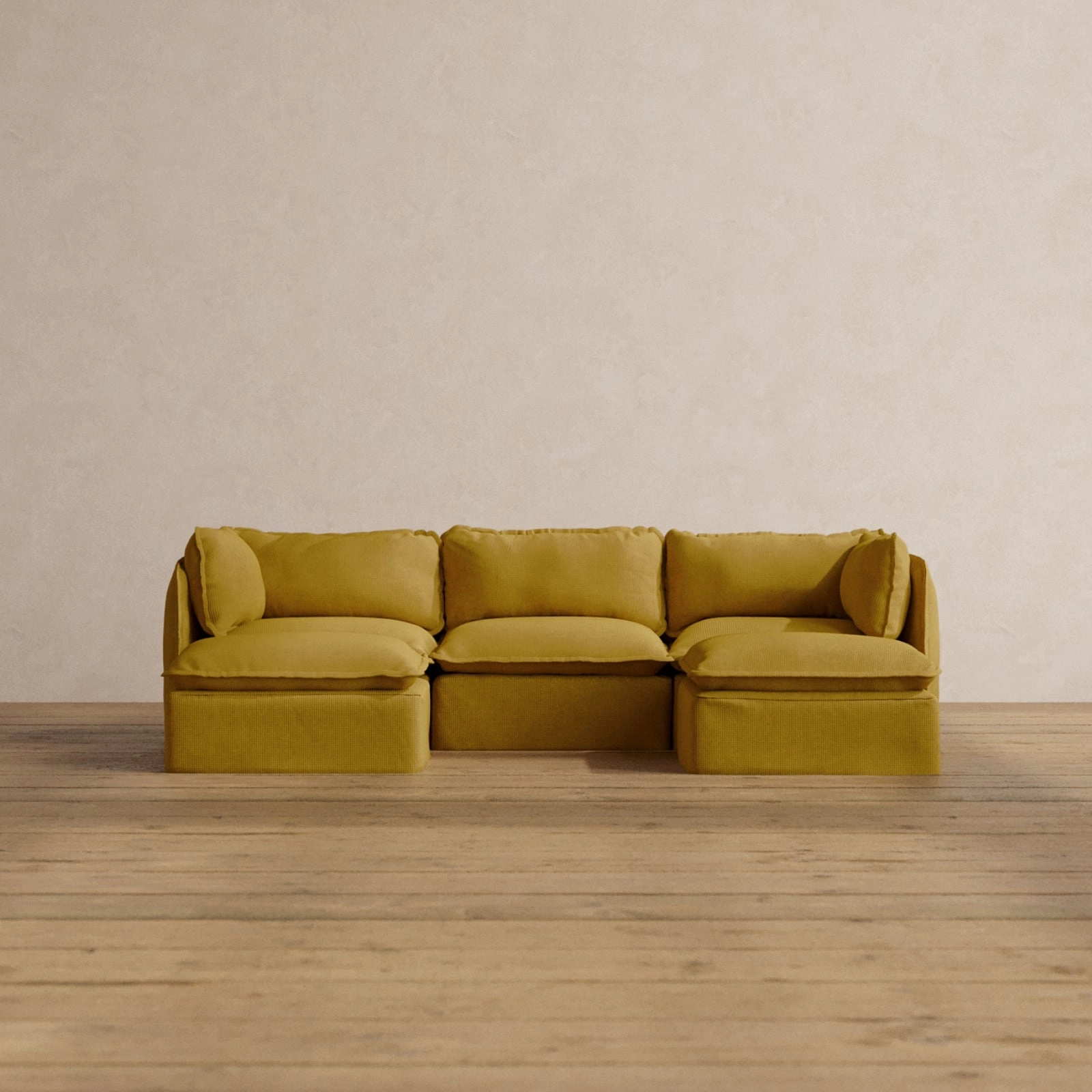 Modular Washable 3-Seater U-Sectional in Kiiro | Memorix  Seat | Contour Pillow