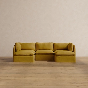 Modular Washable 3-Seater U-Sectional in Kiiro | Memorix  Seat | Contour Pillow