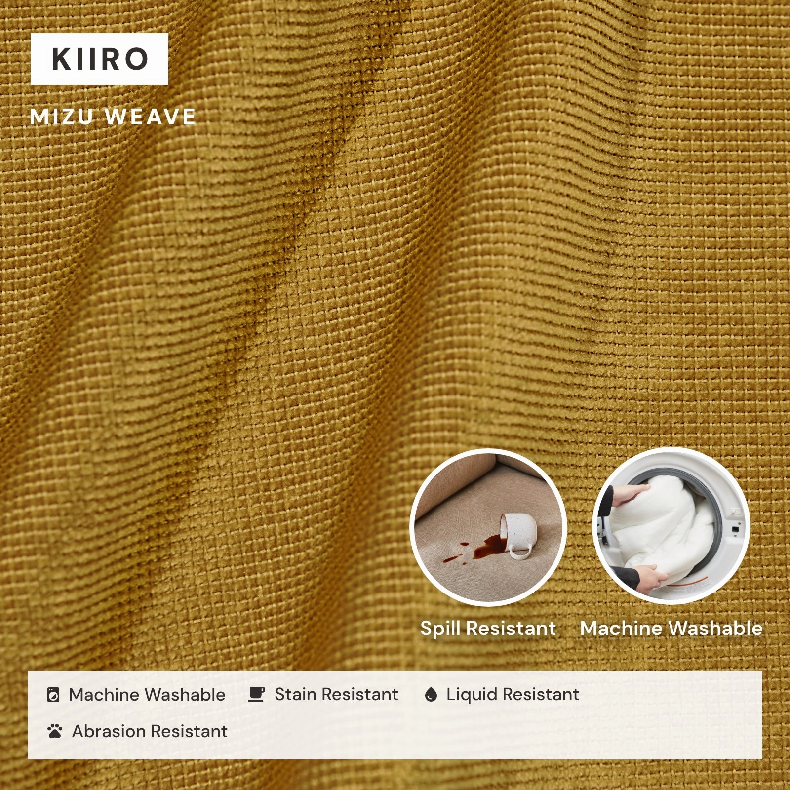 Modular Washable 3-Seater U-Sectional in Kiiro | Memorix  Seat | Contour Pillow