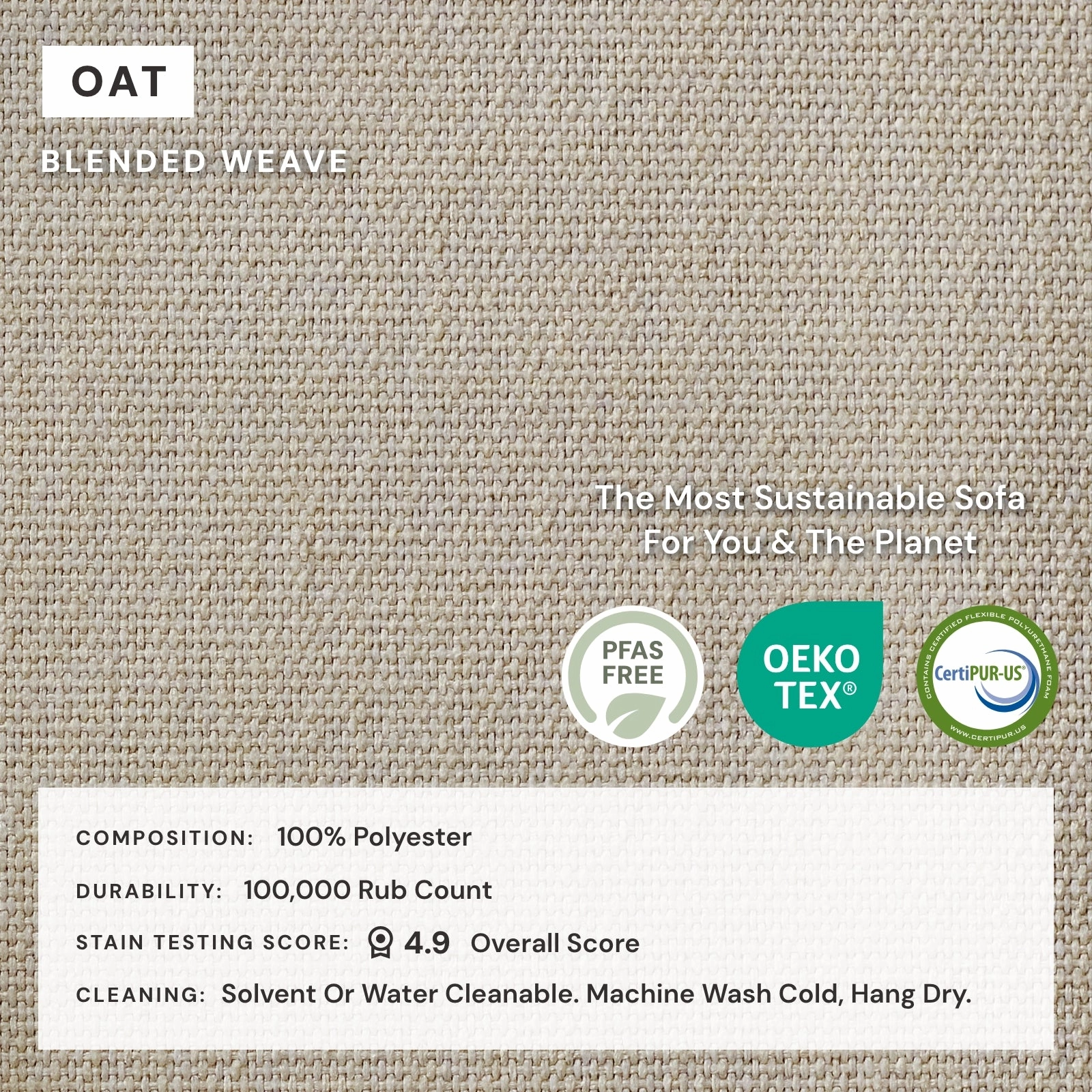 Modular Washable 3-Seater U-Sectional in Oat | Deluxe  Seat | Cloud Pillow