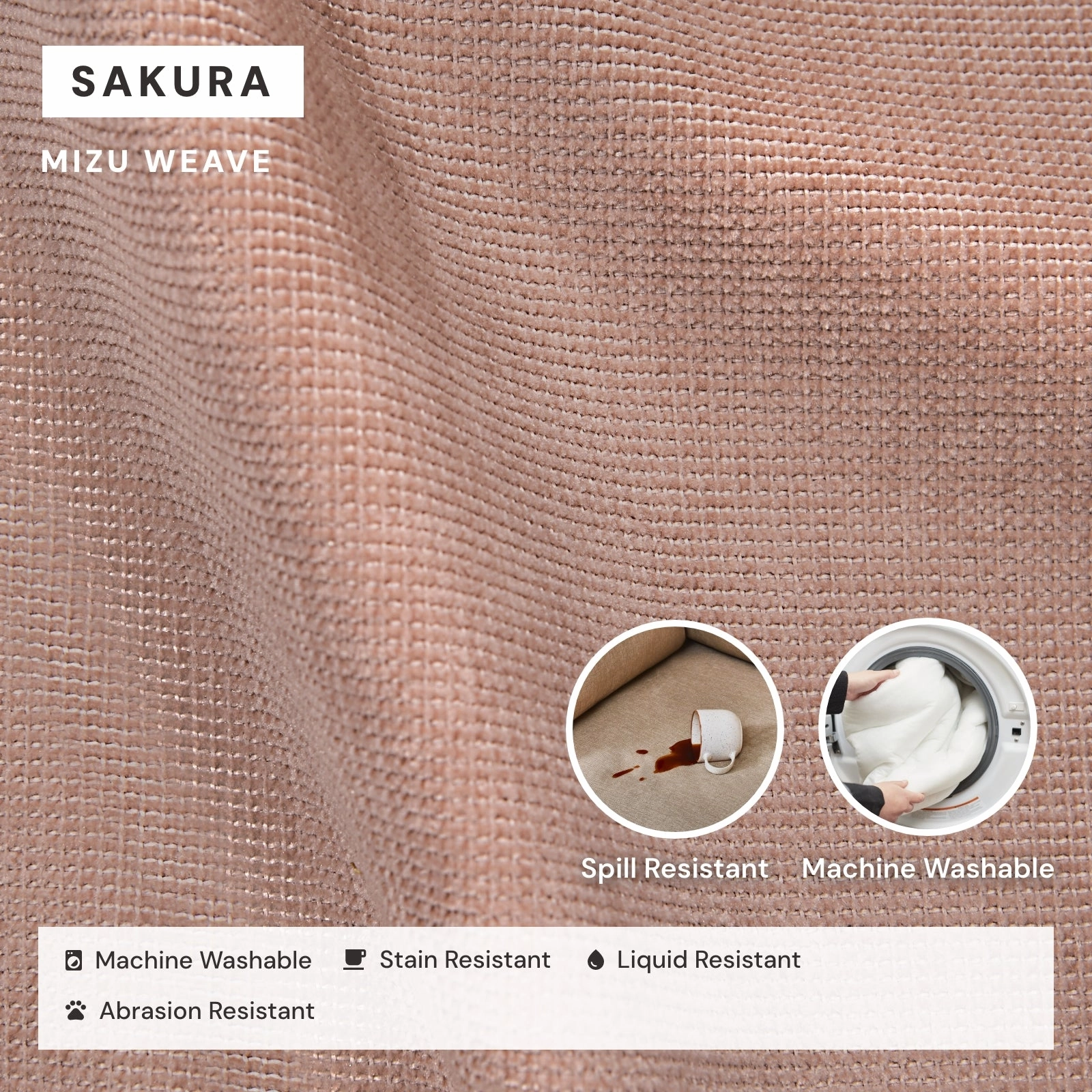 Modular Washable 3-Seater U-Sectional in Sakura | Memorix  Seat | Contour Pillow