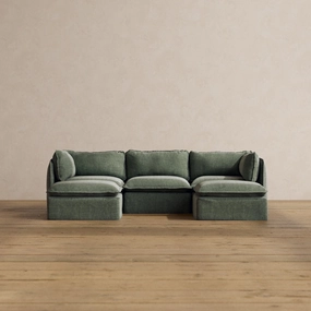Modular Washable 3-Seater U-Sectional in Willow | Deluxe  Seat | Cloud Pillow