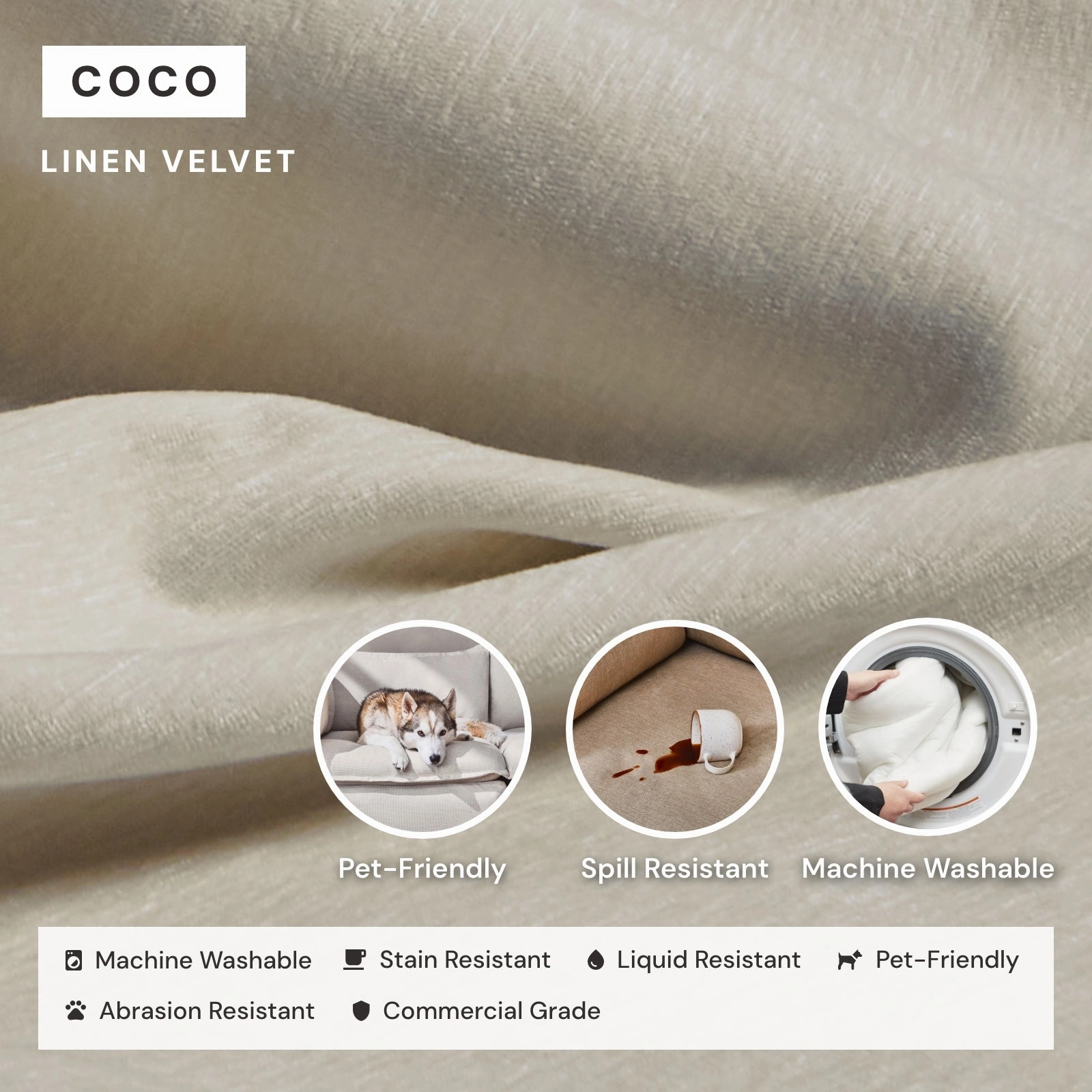 Modular Washable 4-Seater   Bench Ottoman in Coco | Deluxe  Seat | Cloud Pillow