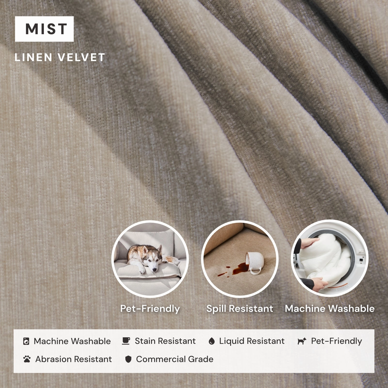 Modular Washable 4-Seater   Bench Ottoman in Mist | Deluxe  Seat | Cloud Pillow