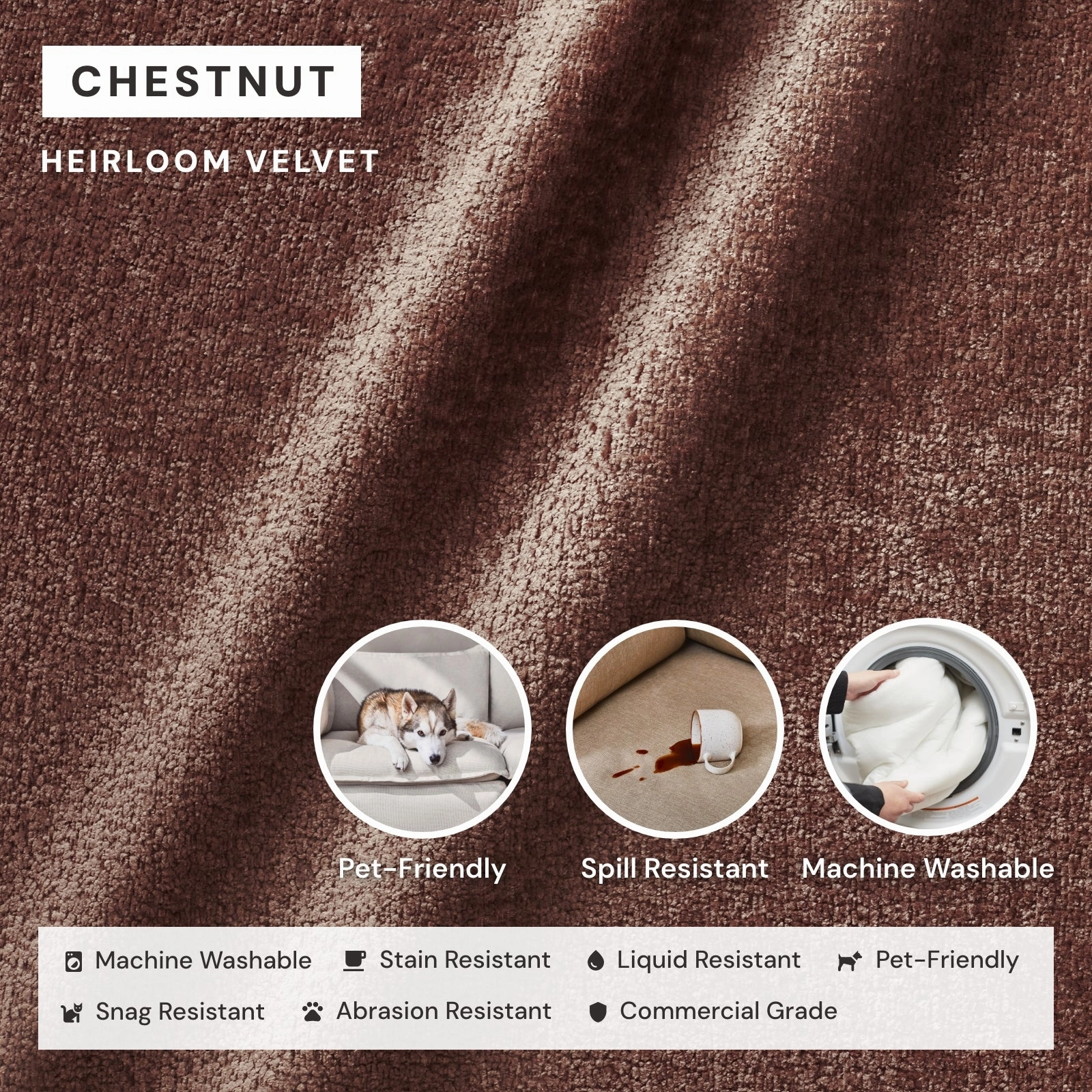 Modular Washable 4-Seater Corner Sectional   Ottoman in Chestnut | Deluxe  Seat | Cloud Pillow