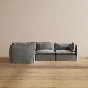 Modular Washable 4-Seater Corner Sectional in Ash | Deluxe  Seat | Cloud Pillow