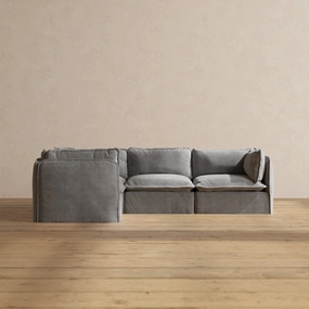 Modular Washable 4-Seater Corner Sectional in Ash | Memorix  Seat | Contour Pillow