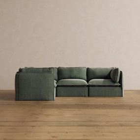 Modular Washable 4-Seater Corner Sectional in Willow | Deluxe  Seat | Cloud Pillow