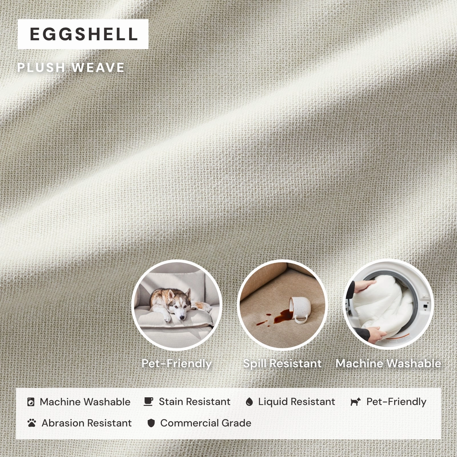 Modular Washable 4-Seater in Eggshell | Deluxe  Seat | Cloud Pillow