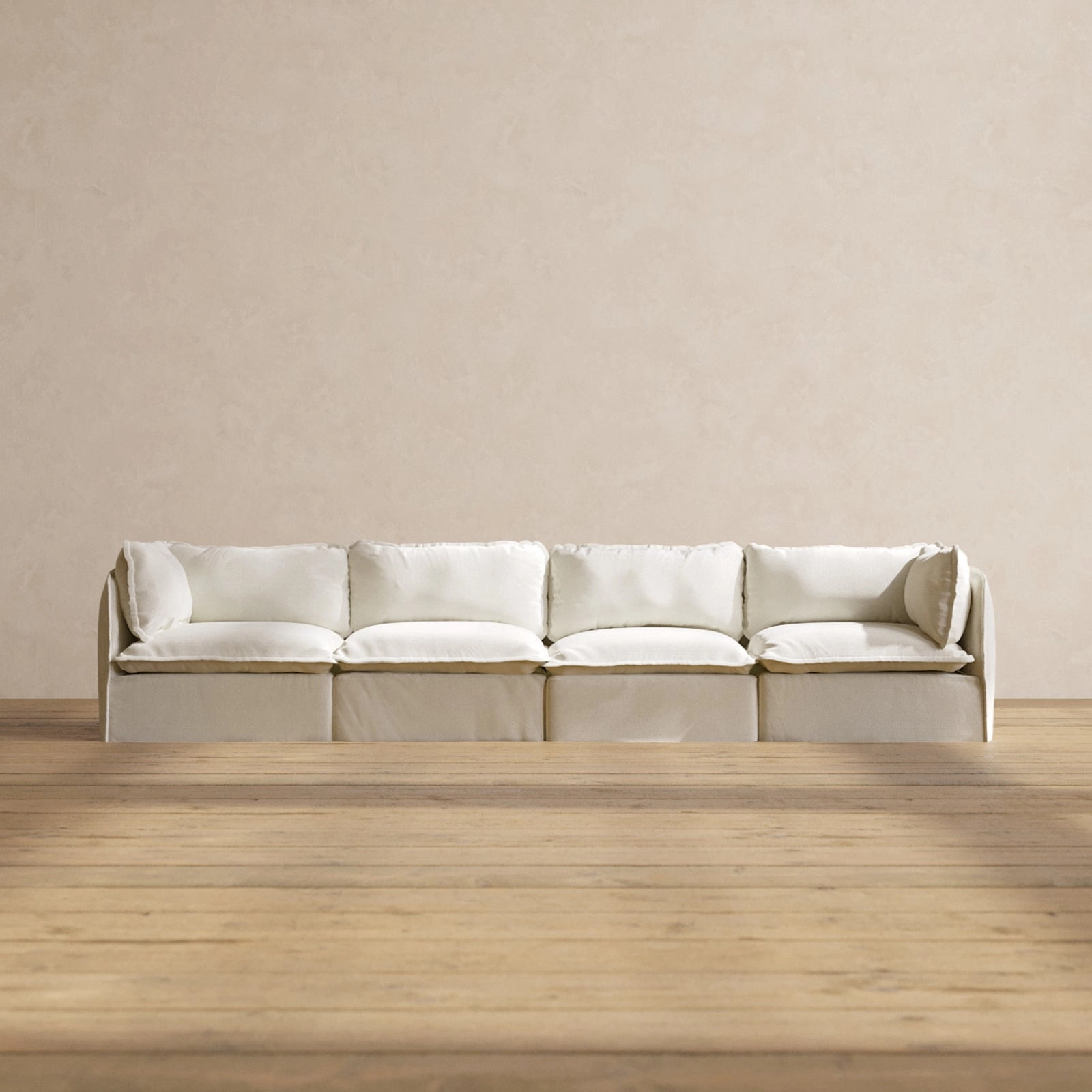 Modular Washable 4-Seater in Eggshell | Deluxe  Seat | Cloud Pillow
