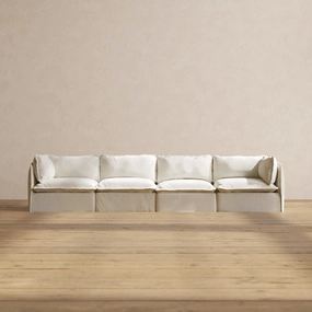 Modular Washable 4-Seater in Eggshell | Deluxe  Seat | Cloud Pillow