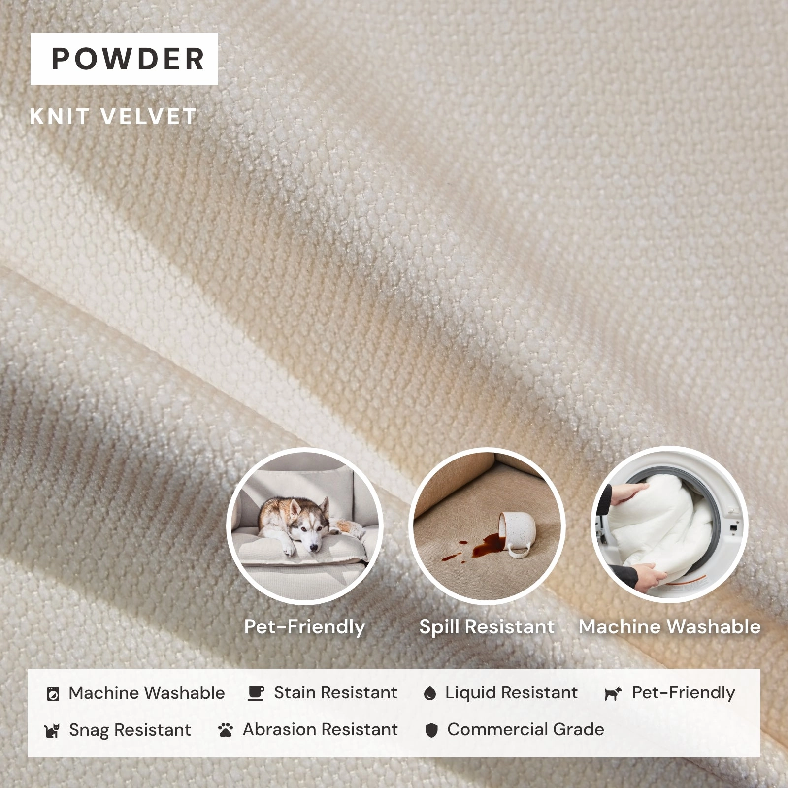 Modular Washable 4-Seater in Powder | Memorix  Seat | Contour Pillow