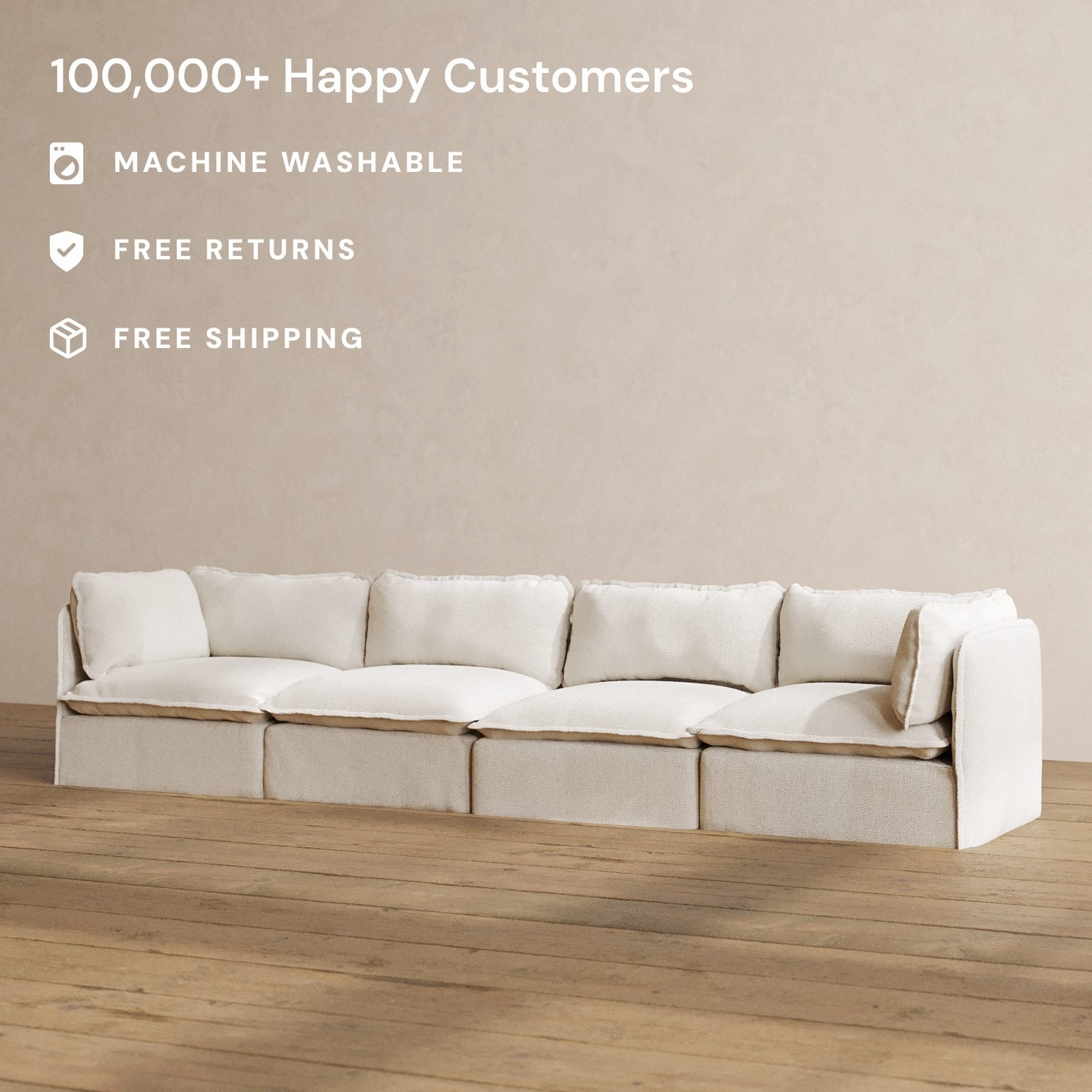 Modular Washable 4-Seater in Powder | Memorix  Seat | Contour Pillow