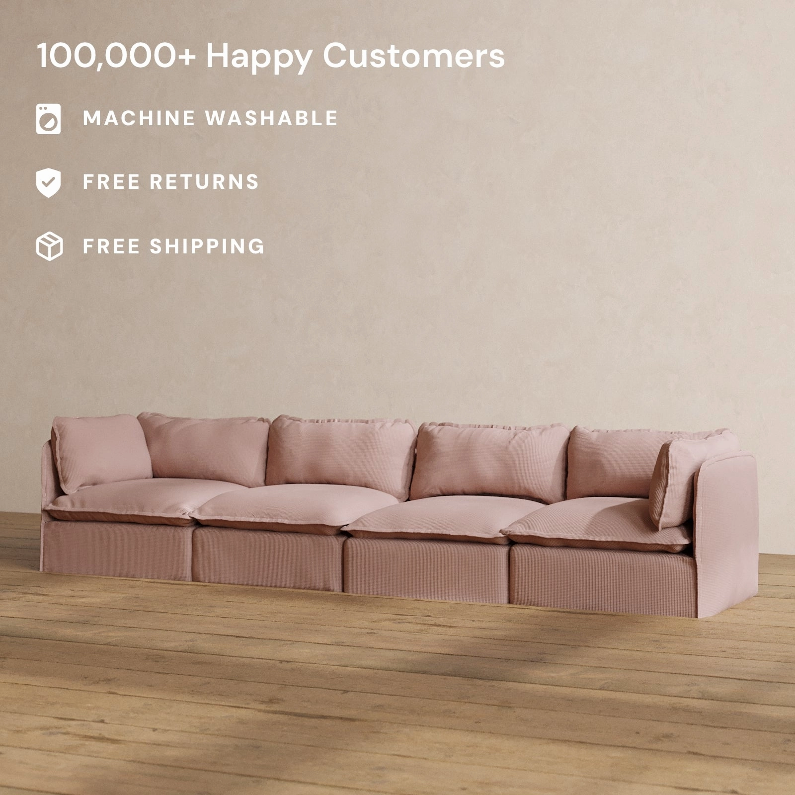 Modular Washable 4-Seater in Sakura | Memorix  Seat | Contour Pillow
