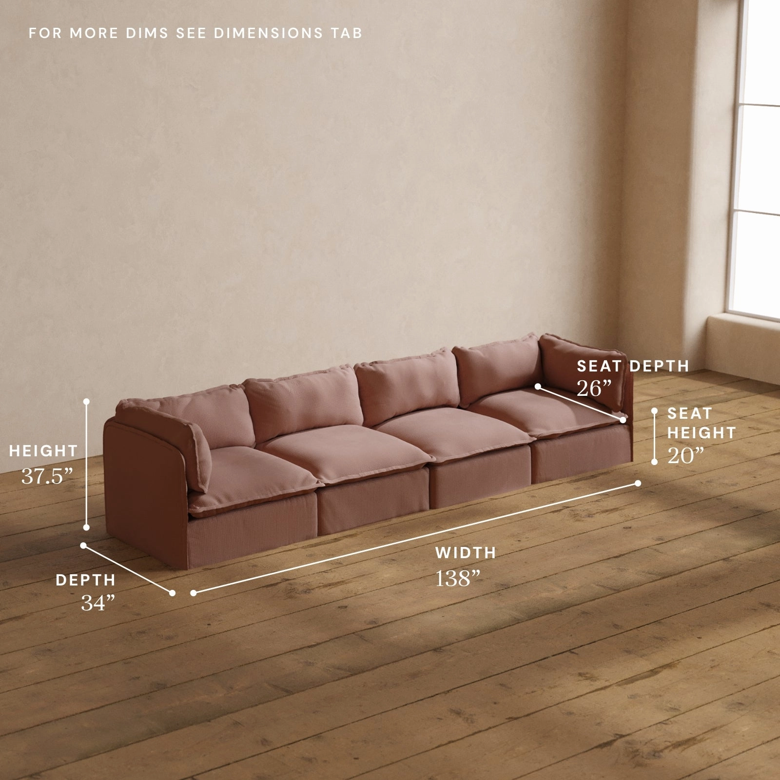 Modular Washable 4-Seater in Sakura | Memorix  Seat | Contour Pillow