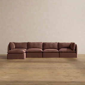 Modular Washable 4-Seater Sectional in Chestnut | Deluxe  Seat | Cloud Pillow