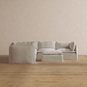 Modular Washable 5-Seater Corner Sectional   Ottoman in Coco | Deluxe  Seat | Cloud Pillow
